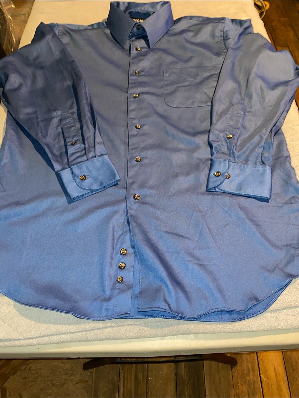 George Men's Solid Blue Dress Shirt